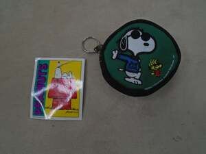 Vintage Snoopy Peanutws Coin Purse Green Canvas Zip Circle NWT! NEW!